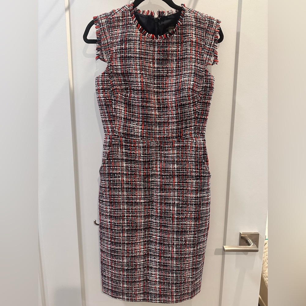 Jcrew red navy and white dress